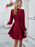 Solid Color Temperament Long-Sleeved Dress