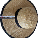 BLACK FUR EDGE OUTDOOR SHADING FASHION STRAW HAT_CWAH1173