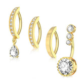 STYLISH TEARDROP CZ DANGLE NAVEL RING JEWELRY_CWMM9382