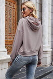 Solid Color High-Waisted Hooded Zip-Up Cardigan