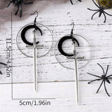 HALLOWEEN ROUND BLACK MOON SWORD EARRINGS_CWAJE1988