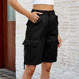 Washed Cargo Cropped Casual Shorts