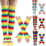 COLORFUL STRIPED KNEE SOCKS AND GLOVES SET_CWMS0309