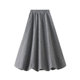 PLAID HIGH WAIST A LINE LANTERN MIDI SKIRT_CWBMS0364