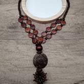 ETHNIC COCONUT SHELL AND WOOD MULTI LAYER NECKLACE_CWMM4854