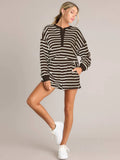 Two-Piece Color-Matching Striped Top And Shorts