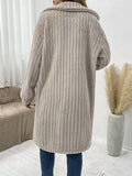 Womens Woolen Coat In Solid Color With Lapels