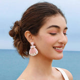 CUTE CARTOON DOLPHIN STARFISH RICE BEAD EARRINGS_CWAJE1647