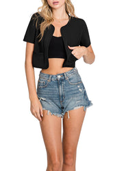 Cwobl092_Short Sleeve Bolero Open Front Cardigan