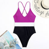 SEXY COLOR BLOCK QUICK DRYING ONE PIECE SWIMSUIT_CWMW0623