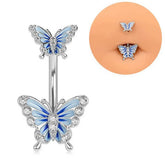 ENAMEL BUTTERFLY PIERCING SET BELLY EAR NOSE_CWMM9245