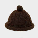Winter Knit Beanie Cap Women Men Braided Dome Hat_Cwah04771