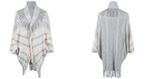 Fringed Cape Coat Knitted Striped Cape Woman
