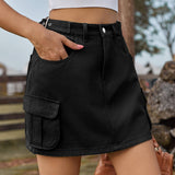 Trendy Denim Skirt With Pocket Cargo