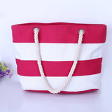 JINGPAI ROPE STRIPED PATCHWORK CANVAS BAG_CUAB0221