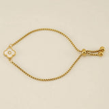 Cwaje1959_Adjustable Four Leaf Clover Letter Shell Bracelet