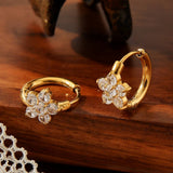 STAINLESS STEEL FLOWER EARRINGS WITH ZIRCON_CWMM3609