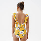 PRINTED DEEP V BACKLESS ONE PIECE SWIMSUIT_CWMW0292