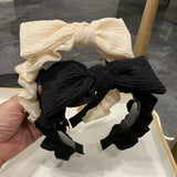 SIMPLE RETRO TOOTHED PLEATED BOW HEADBAND_CWAHA0774