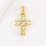 COLORFUL ZIRCON DECEMBER CROSS PENDANT NECKLACE_CWMM5872