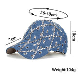 Womens Studded Denim Leopard Baseball Cap Sun Hat Cwah1528