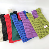 SOLID COLOR KNITTED HOLLOW SHOULDER BAG HANDBAG_CWAB1496