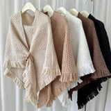 Winter Tassel Cape Scarf Shawl For Warm Layering_Cwasc0764
