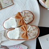 NEW FLORAL BOW WARM HOME SHOES FOR WOMEN_CWMM2959