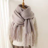 MOHAIR TASSEL SCARF FOR WINTER UNISEX LONG SHAWL_CWASC0965