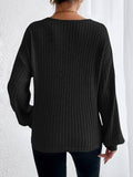 V-Neck Drop Shoulder Sleeved T-Shirt Loose Knit