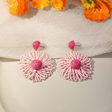 HAND WOVEN CONTRASTING FLOWER EARRINGS_CWAJE1871