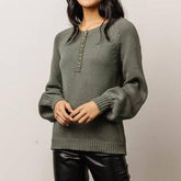 Warm Solid Color Lantern Sleeve Jumper Sweater