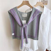 DOUBLE ROW STRIPED FRAME KNITTED SHAWL_CWASC0846