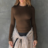 Y2K Wind Thread Round Neck Long Sleeve Base T-Shirt