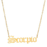 STAINLESS STEEL ZODIAC PENDANT CLAVICLE NECKLACE_CWMM2719