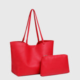 ELEGANT SOFT LEATHER SOLID COLOR TOTE SET BAG SSCWAB5112