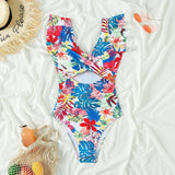 RUFFLED SMALL FLYING SLEEVE TUMMY CONTROL SWIMSUIT_CWMW0621