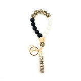 SILICONE WOOD BEAD BRACELET WITH LEATHER KEYCHAIN_CWMM7009