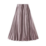 FLOWING PLEATED A LINE SKIRT WITH WIDE SWING_CWBMS0299