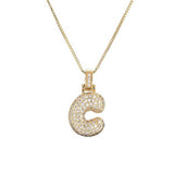 COPPER ZIRCONIA 26 LETTERS PENDANT NECKLACE_CWMM5866