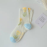 Women Thin Cute Three-Dimensional Flower Socks_Cwms0429