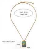 Vintage 18K Steel Tarot Card Pendant Necklace_Cwmm8814