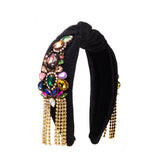 Vintage Colored Rhinestone Tassel Headband