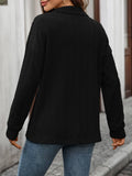 Solid-Color Lapel Button Long-Sleeved Sweatshirt
