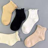 Womens Solid Color Ruffle Ankle Socks_Cwms0127