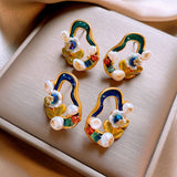 OIL DROP FLOWER FRESHWATER PEARL FASHION EARRINGS_CWAJE2335