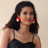 COLORBLOCK FABRIC FLOWER STUD TRENDY EARRINGS_CWMM6182