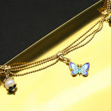 Womens Tassel Butterfly Natural Pearl Necklace