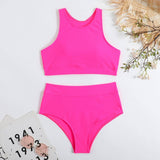 HIGH WAIST BIKINI SET SOLID COLOR SWIMSUIT_CWMW0191