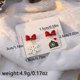 CHRISTMAS ELK BELL BOW ASYMMETRICAL EARRINGS_CWAJE1831